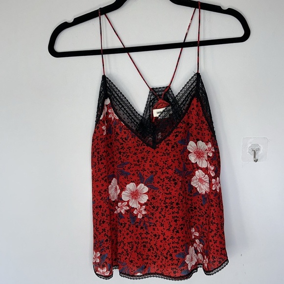 Zadig & Voltaire Christy Pensee Silk Floral Lace Trim Camisole - Picture 3 of 10